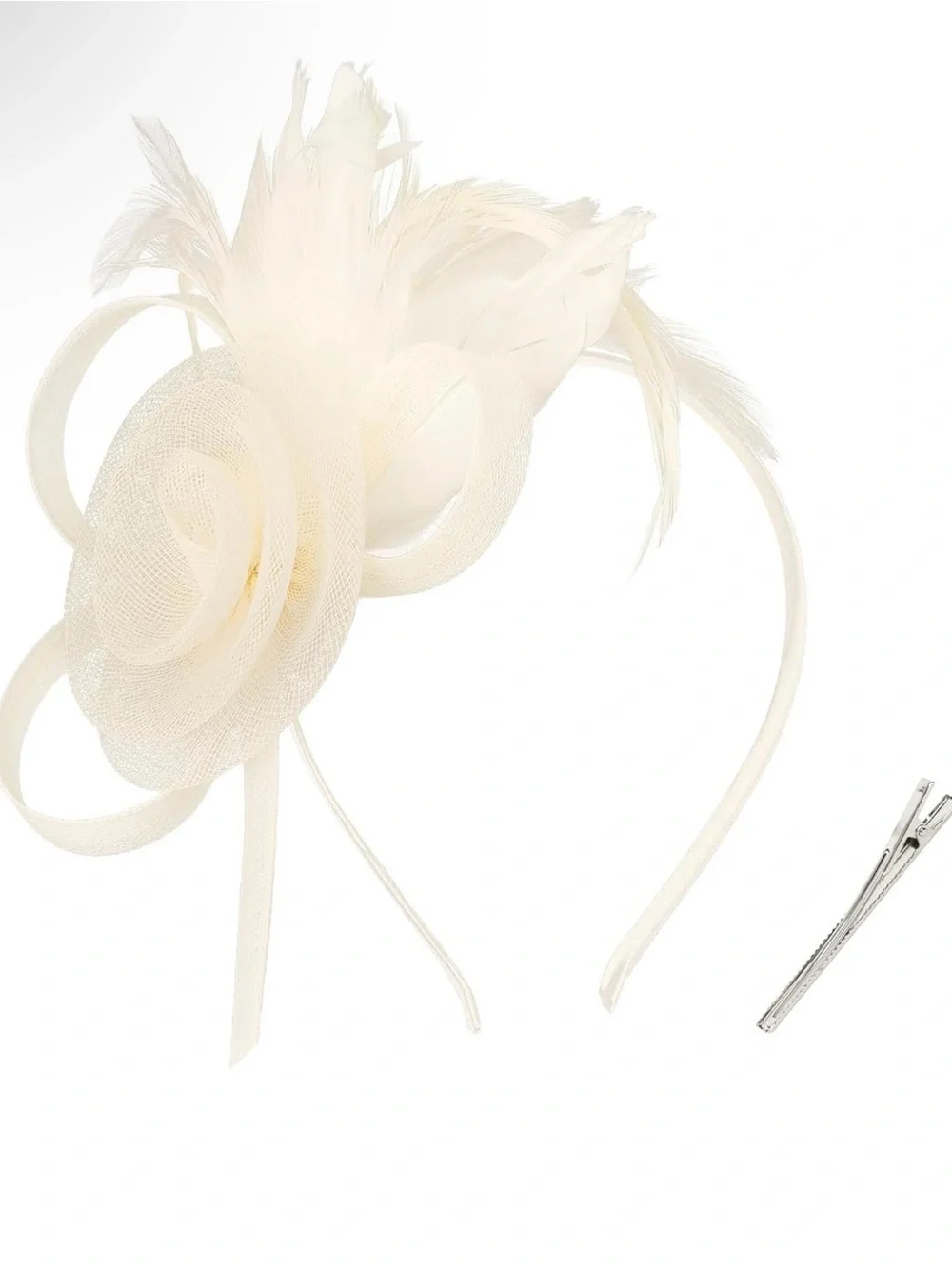 Ivory Feather Floral Headband Fascinator
